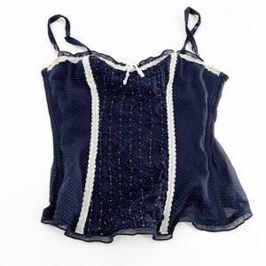 Valery Prestige Navy Blue and Polka Dot Corset Top 34C